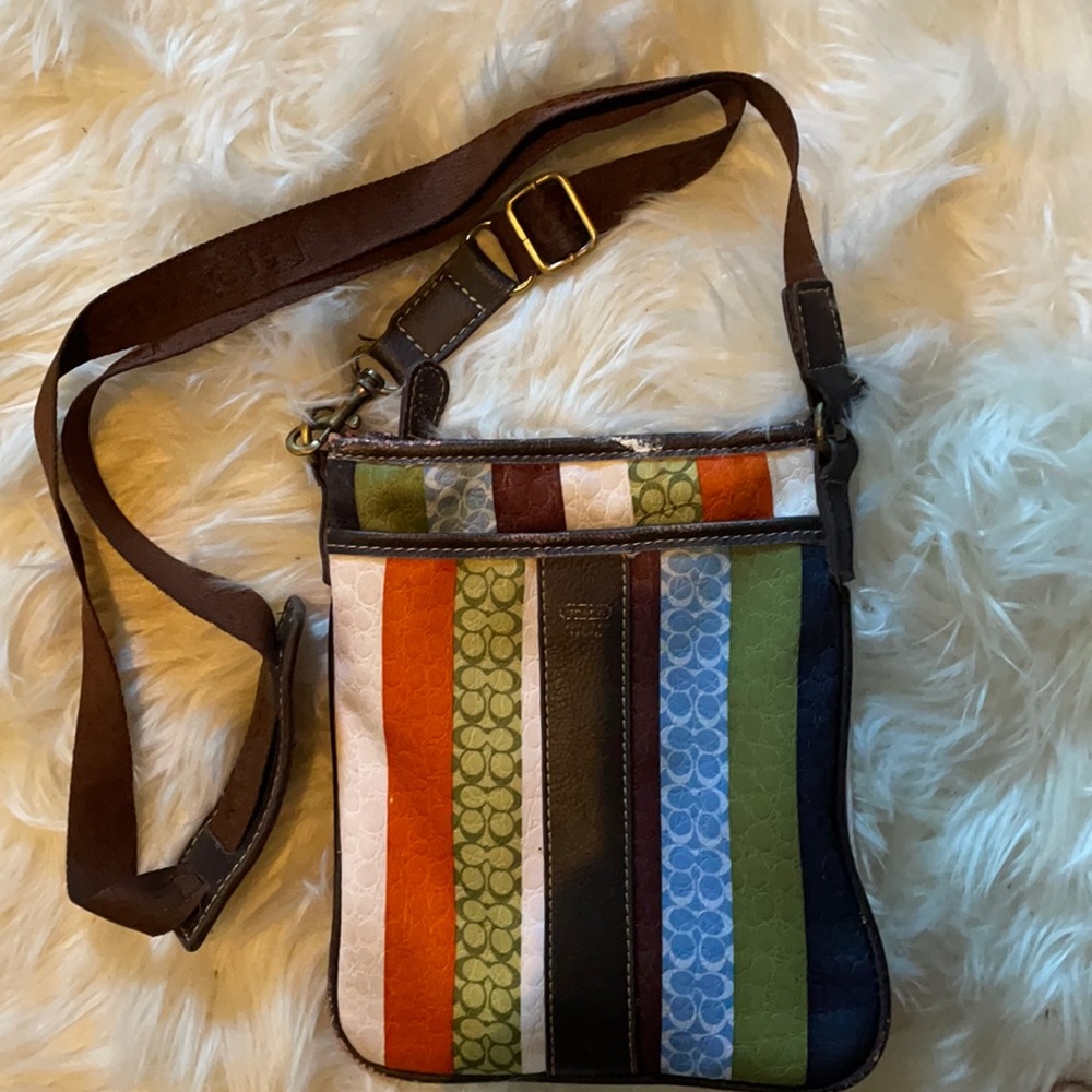 multi colored coach cross body